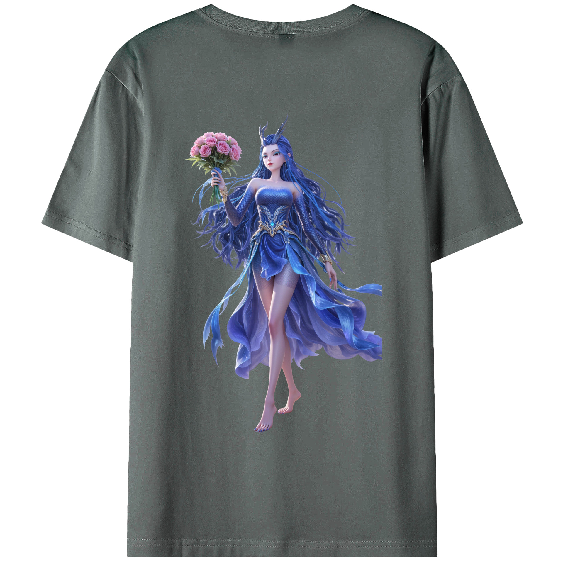 （画像用） Ne Zha 2 ナタ 魔童の大暴れ 綿100％ メンズ半袖Tシャツ（バックプリント） 通気性